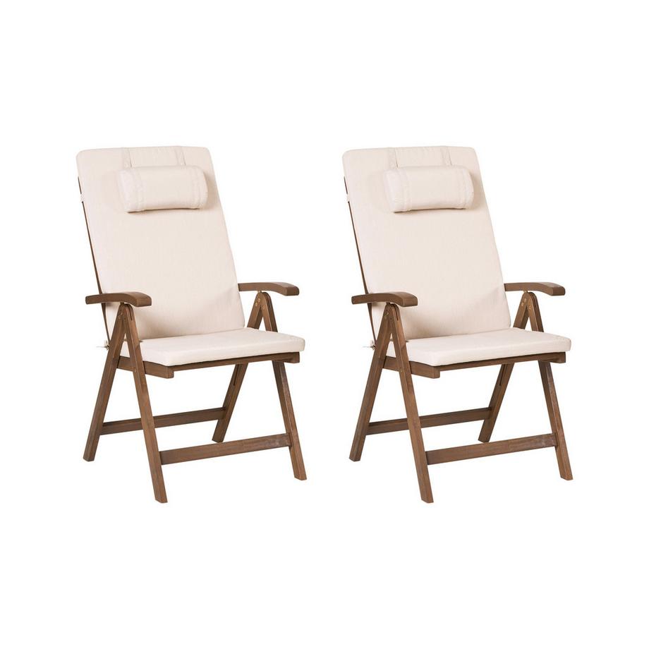 Set mit 2 Stühlen und Sitzkissen aus Akazienholz  AMANTEA PREMIUM