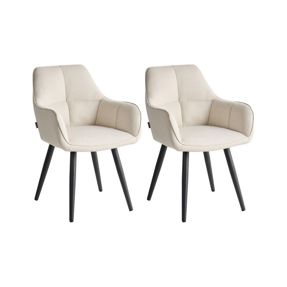 Lot de 2 chaises de salle à manger en Lin synthétique Minimaliste TIRANO