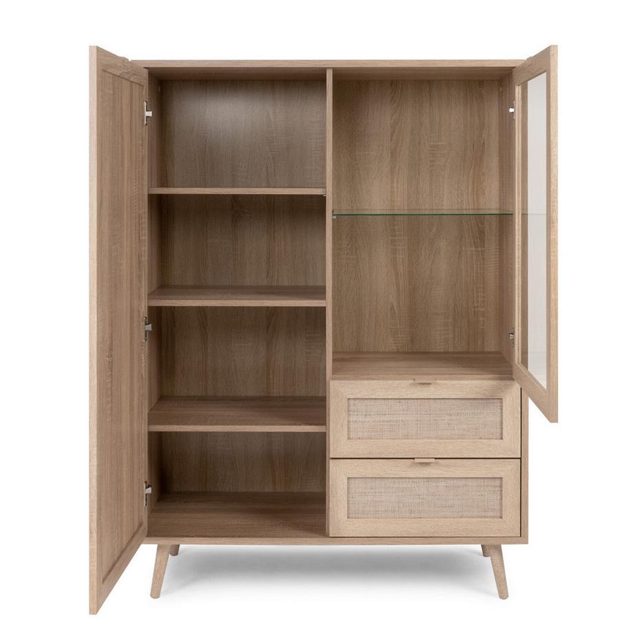 Calicosy Geschirrschrank mit 2 Türen und 2 Schubladen L101,5 cm - Rattan-Druck - Bali  