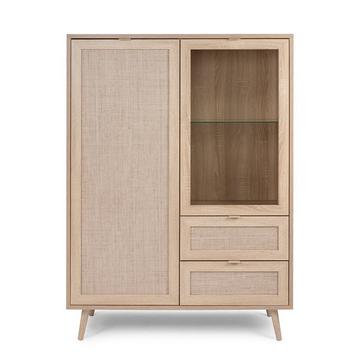 Geschirrschrank mit 2 Türen und 2 Schubladen L101,5 cm - Rattan-Druck - Bali
