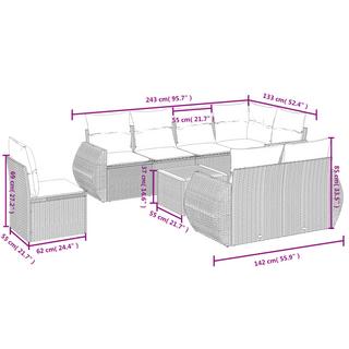 VidaXL Ensemble de canapés de jardin rotin synthétique  