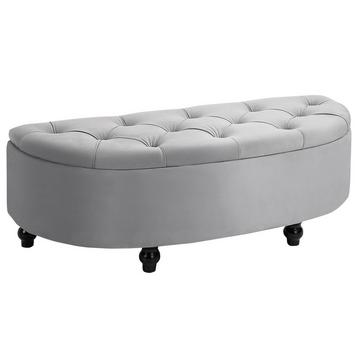 Banc De Rangement Tabouret Boite De Rangement Repose-pieds Velours Touch Caoutchouc Bois Gris Chambre