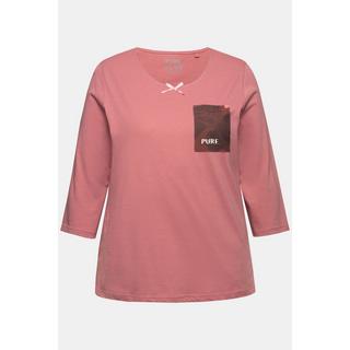 Ulla Popken  Pyjamashirt, U-Boot-Ausschnitt, 3/4-Arm, Biobaumwolle 