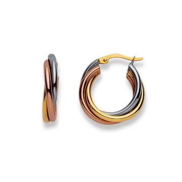 Creolen Tricolor Gelb-/Weiss-/Rotgold 750, 20mm