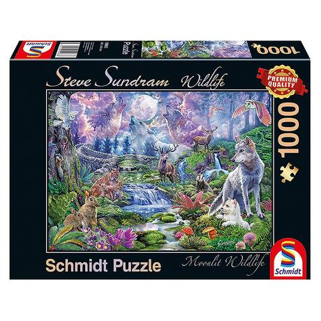 Schmidt  Puzzle Wildtiere im Mondschein (1000Teile) 