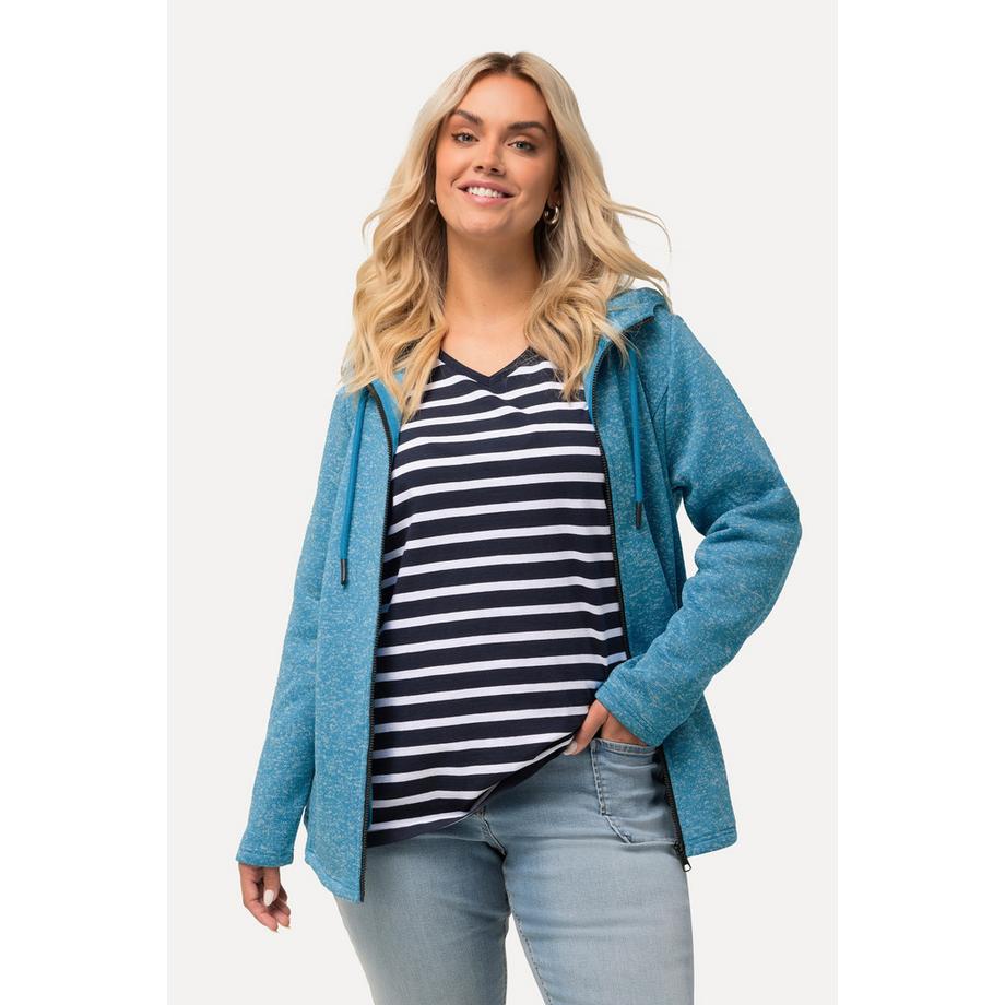 Ulla Popken Maglia Rigata Taglio Svasato Scollo V Mezza Manica  