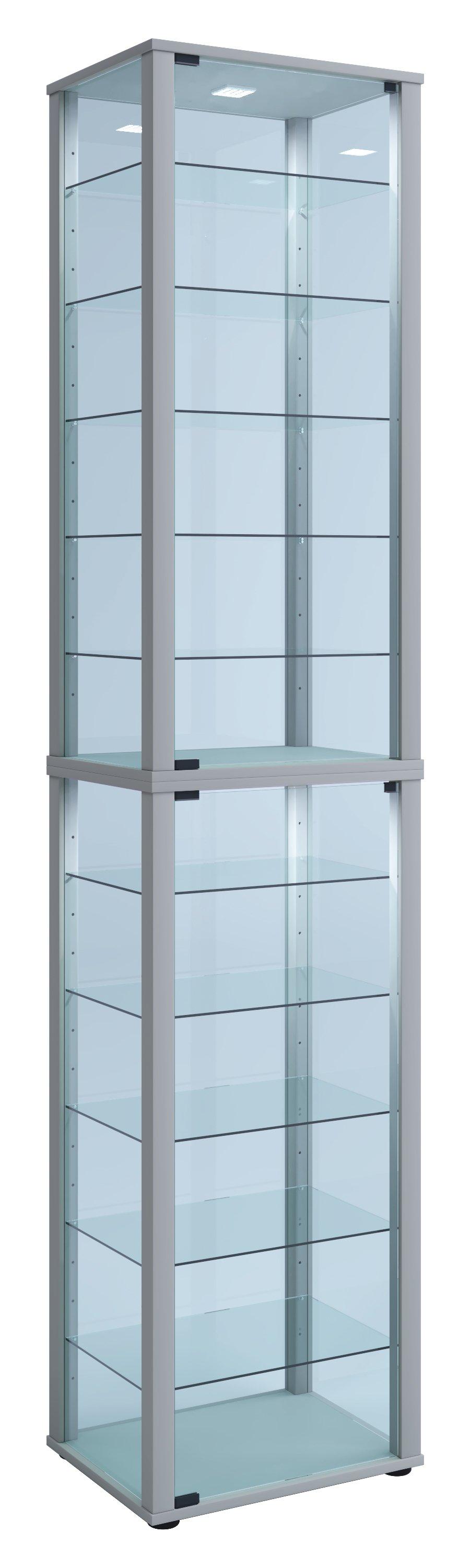 VCM Holz Glas Vitrine Sammelvitrine Glasvitrine Schaukasten Standvitrine Kavisa XXL  