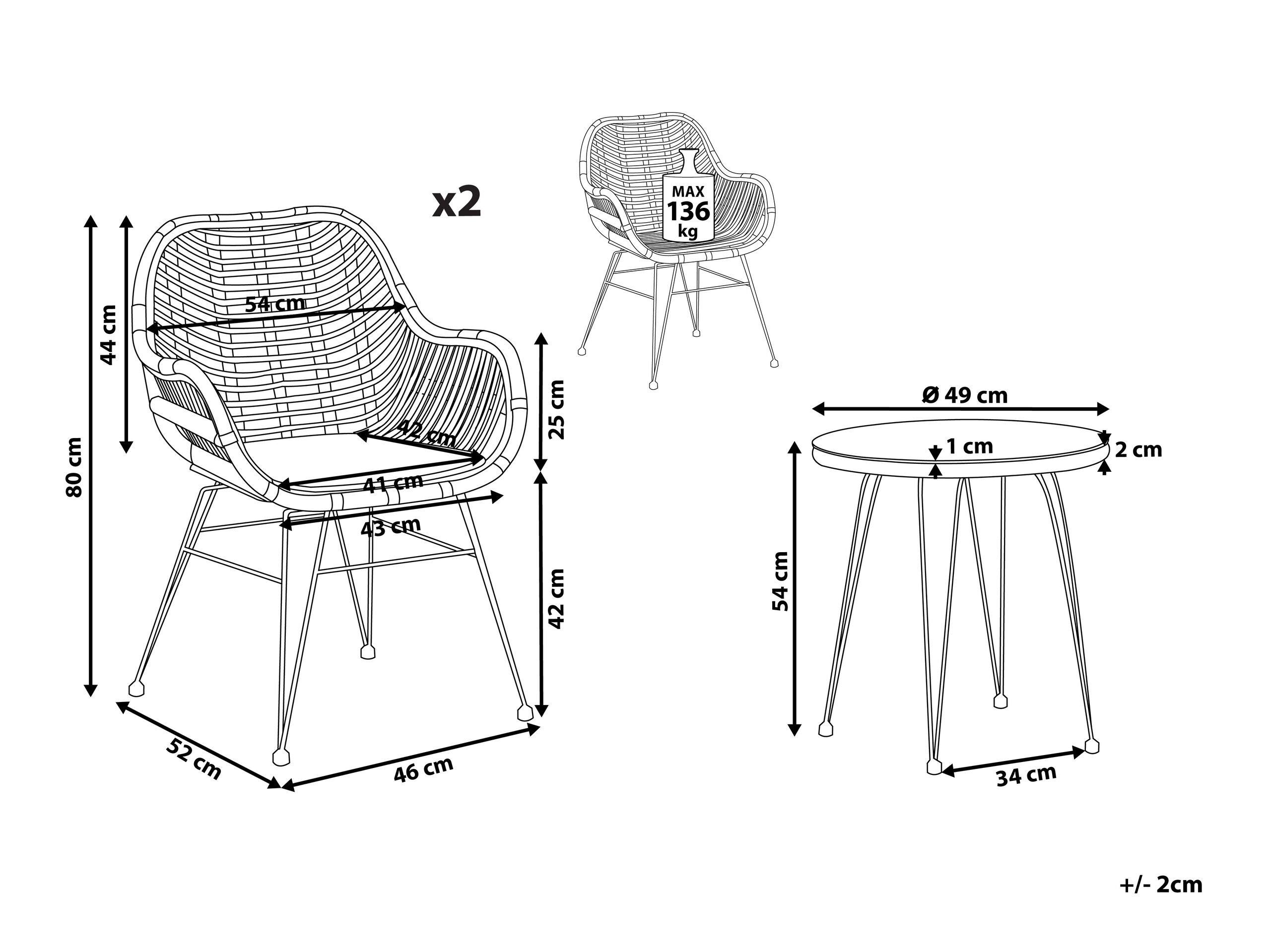 Beliani Bistro Set aus PE Rattan Rustikal TROPEA II  