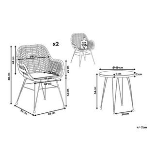 Beliani Set di tavolino e sedie en Rattan sintetico Rustico TROPEA II  