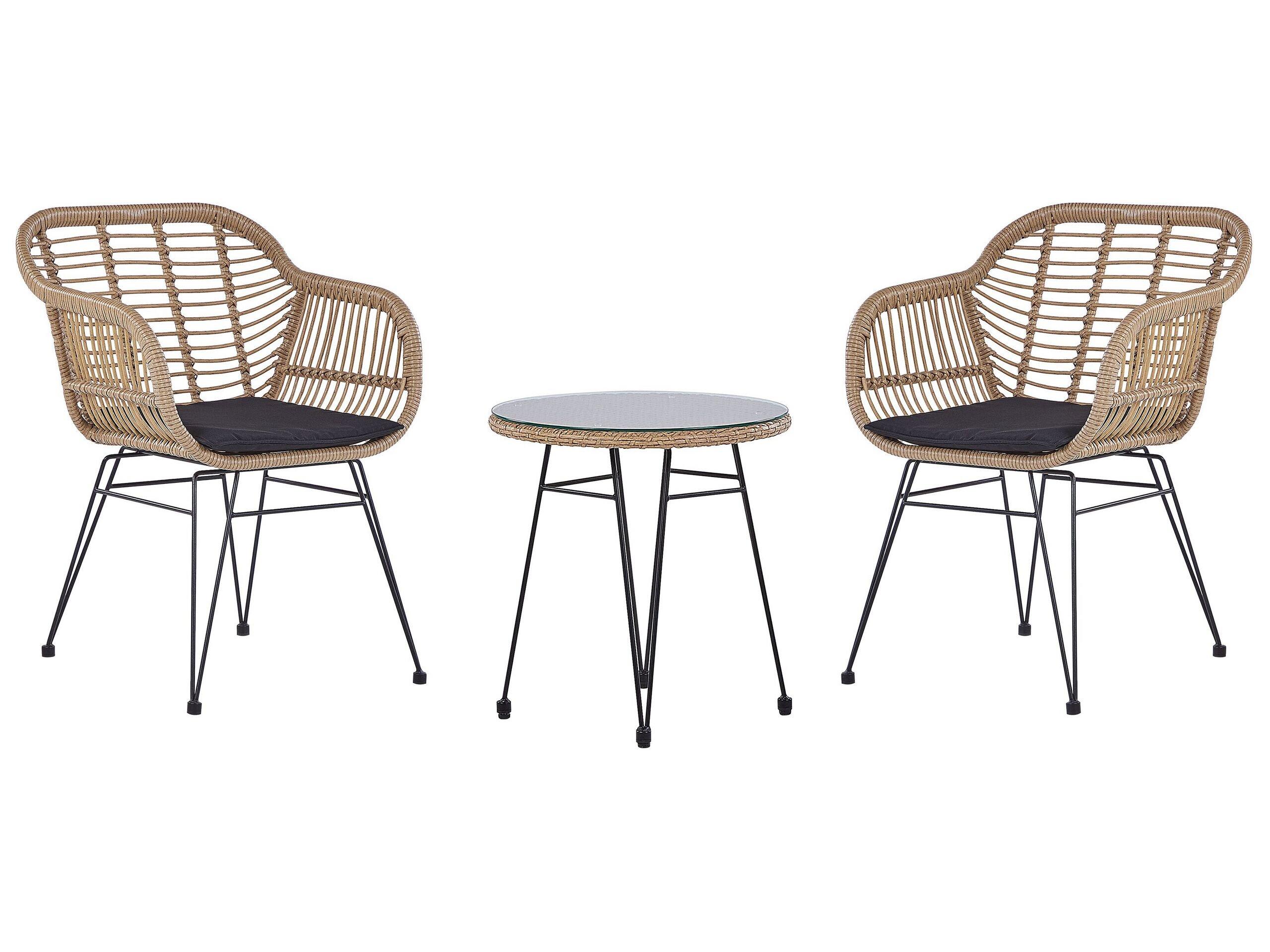 Beliani Bistro Set aus PE Rattan Rustikal TROPEA II  