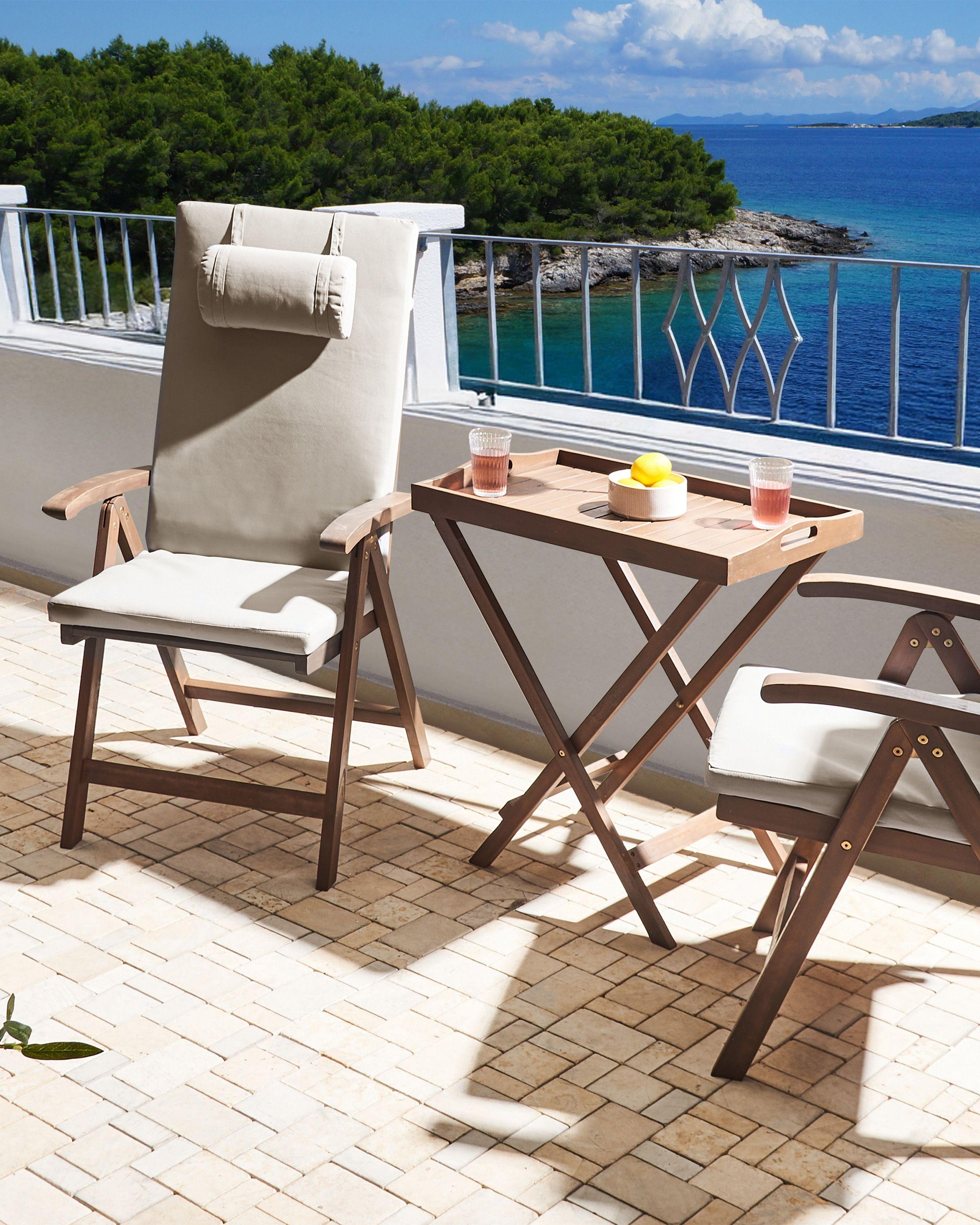 Beliani Set di 2 sedie da giardino con cuscini en Legno d'acacia Classico AMANTEA PREMIUM  