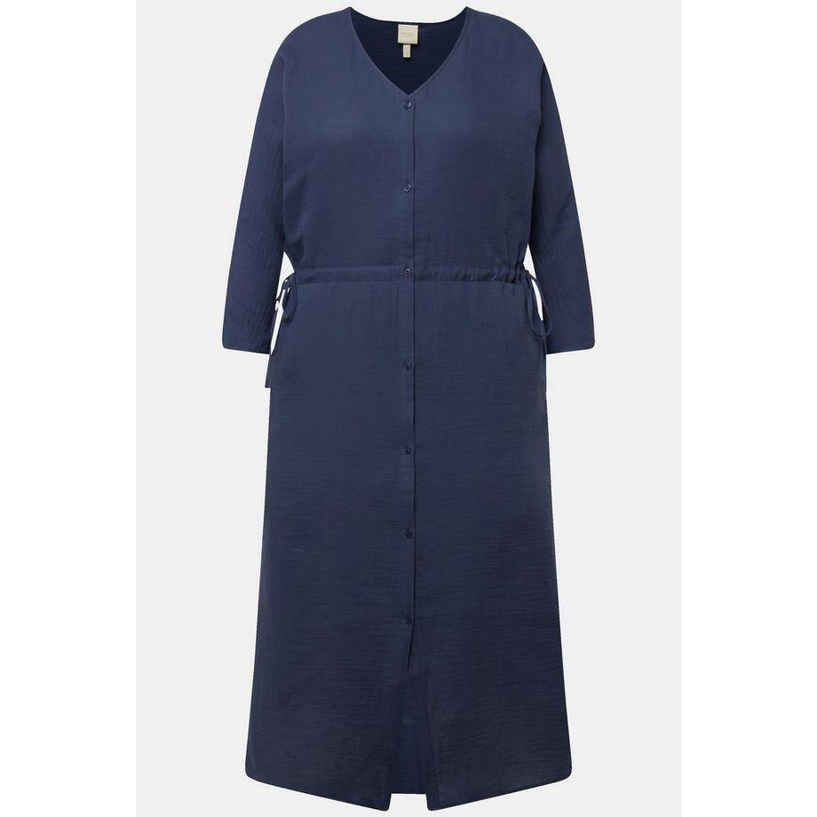 Ulla Popken Robe midi bubble décolleté en V manches 3/4 coton bio  