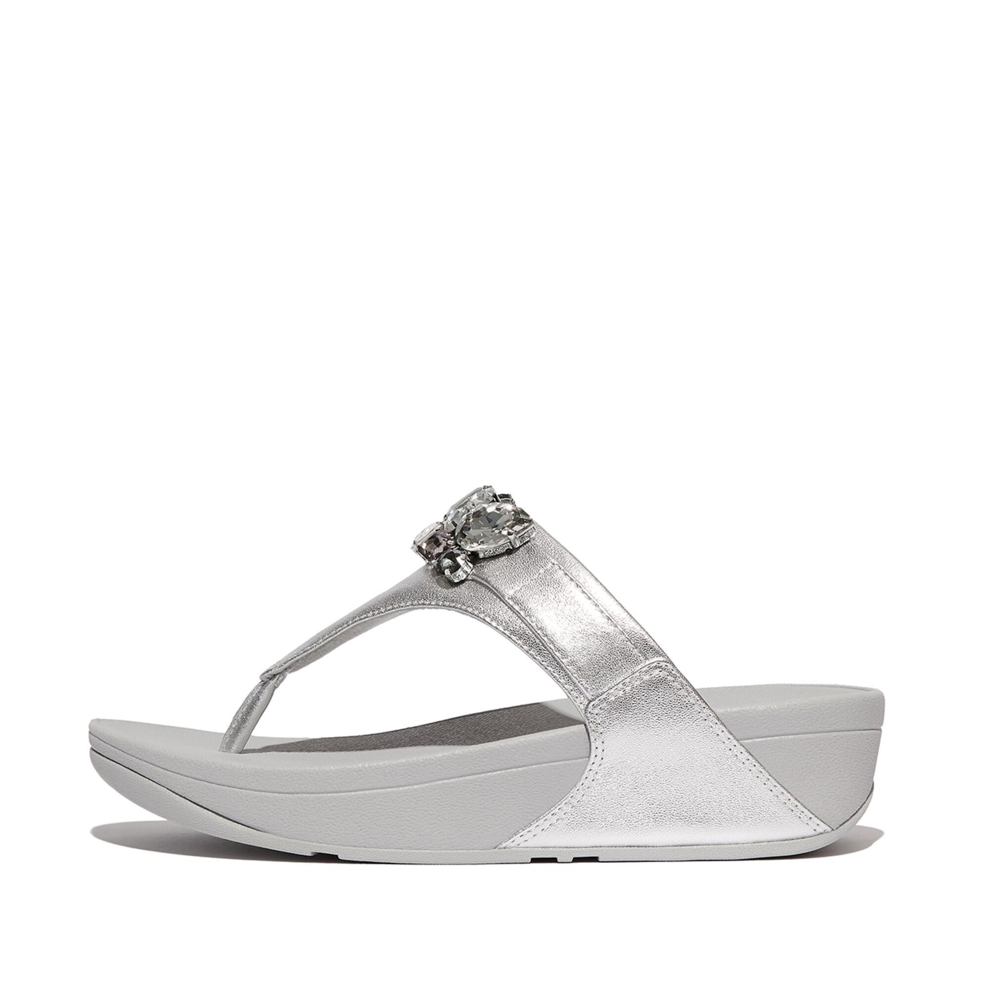 Fitflop  Sandales à bout en cuir métallisé femme  Lulu Jewel-Deluxe 