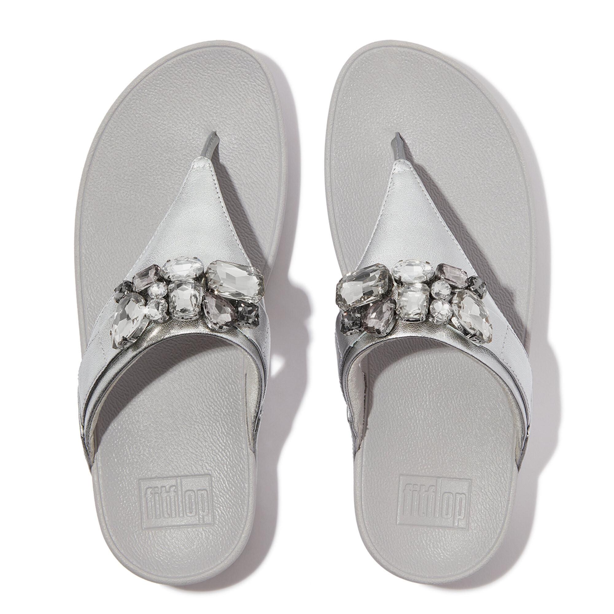 Fitflop  Sandales à bout en cuir métallisé femme  Lulu Jewel-Deluxe 