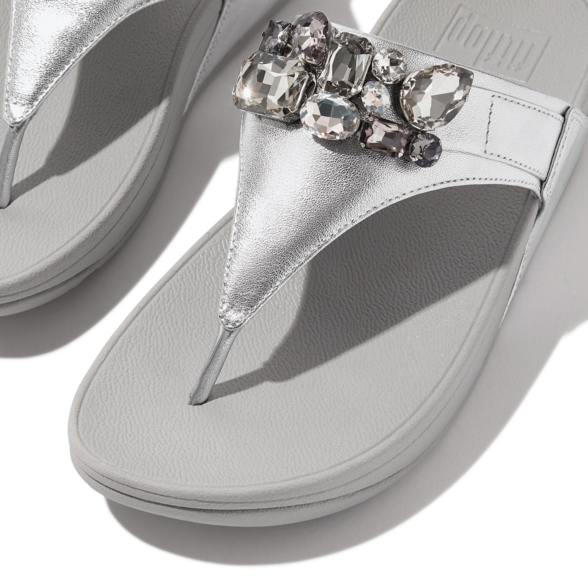 Fitflop  Sandales à bout en cuir métallisé femme  Lulu Jewel-Deluxe 