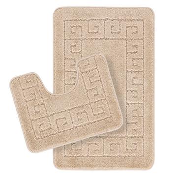 2 Tapis de Salle de Bain Lavable Antidérapant Beige /