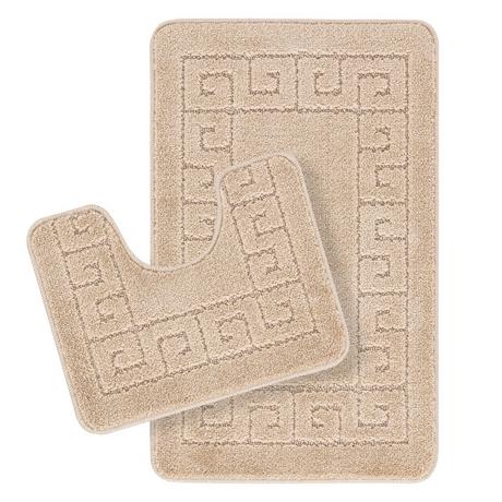 LIVABLISS 2 Tapis de Salle de Bain Lavable Antidérapant Beige /  