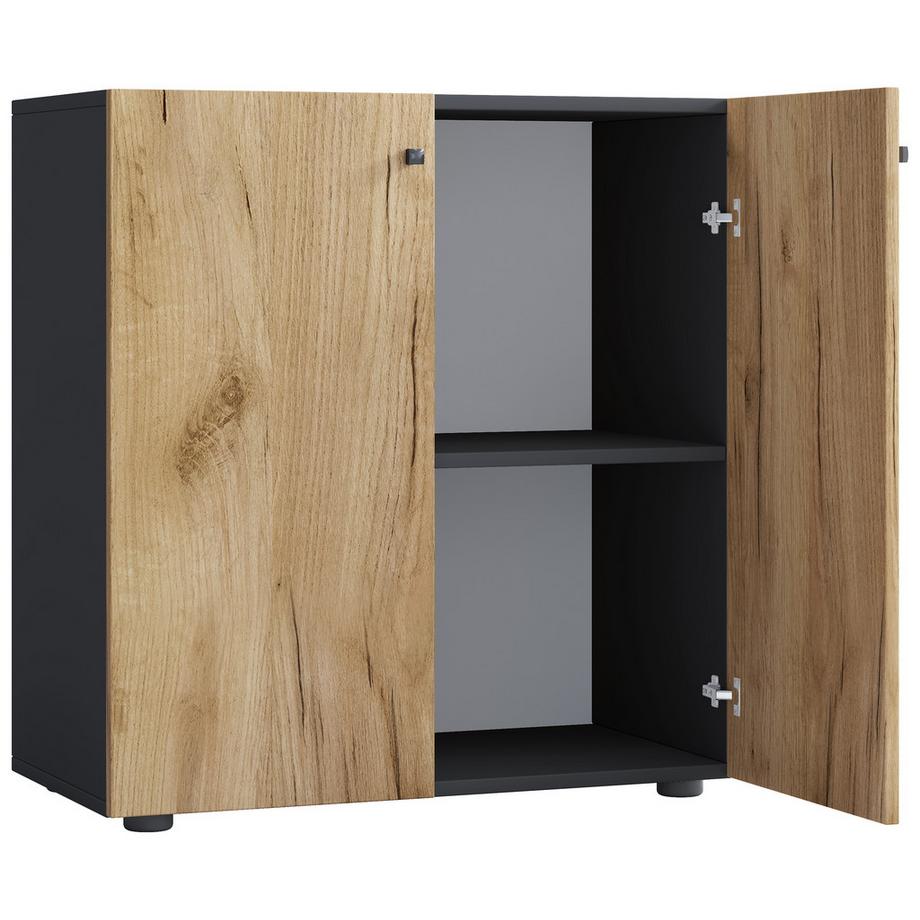 VCM Büroschrank mit 2 Fächern | moderner Aktenschrank mit Drehtüren | Maße ca. B. 70 x H. 74 x T. 40 cm - Lona 2-Fach  