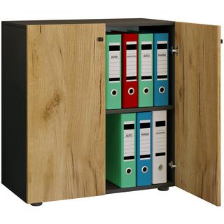 VCM Büroschrank mit 2 Fächern | moderner Aktenschrank mit Drehtüren | Maße ca. B. 70 x H. 74 x T. 40 cm - Lona 2-Fach  