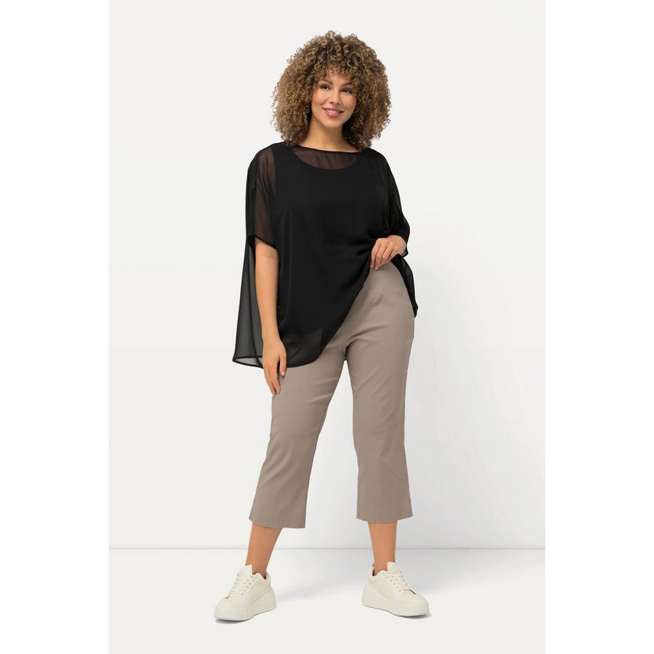 Ulla Popken Pantalon Bengalina Longueur Mollet Coupe Droite Taille Élastique  