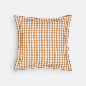 Housse de coussin vichy coton lin