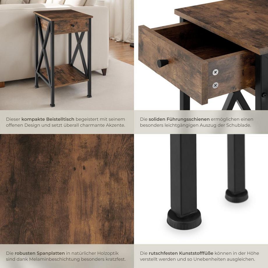 Tectake Table d'appoint DAYTON style industriel  