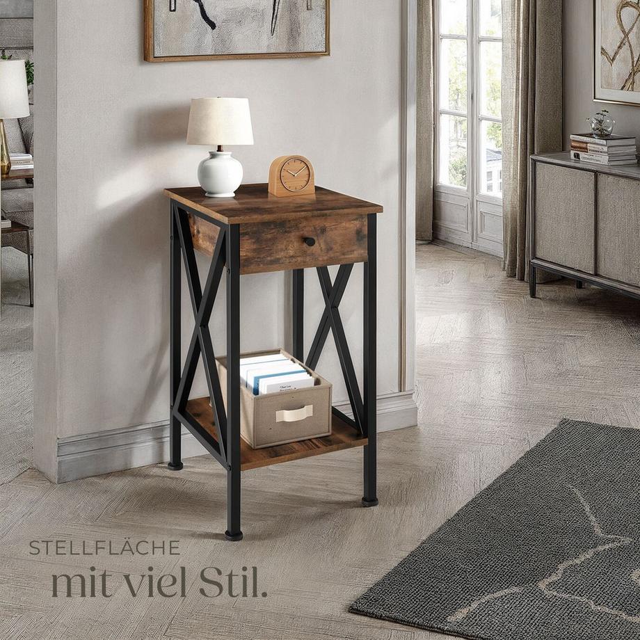 Tectake Beistelltisch Dayton Industrial Style Holz und Stahl  