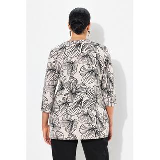 Ulla Popken  Maglia con fiori, scollo a tunica e maniche a 3/4 