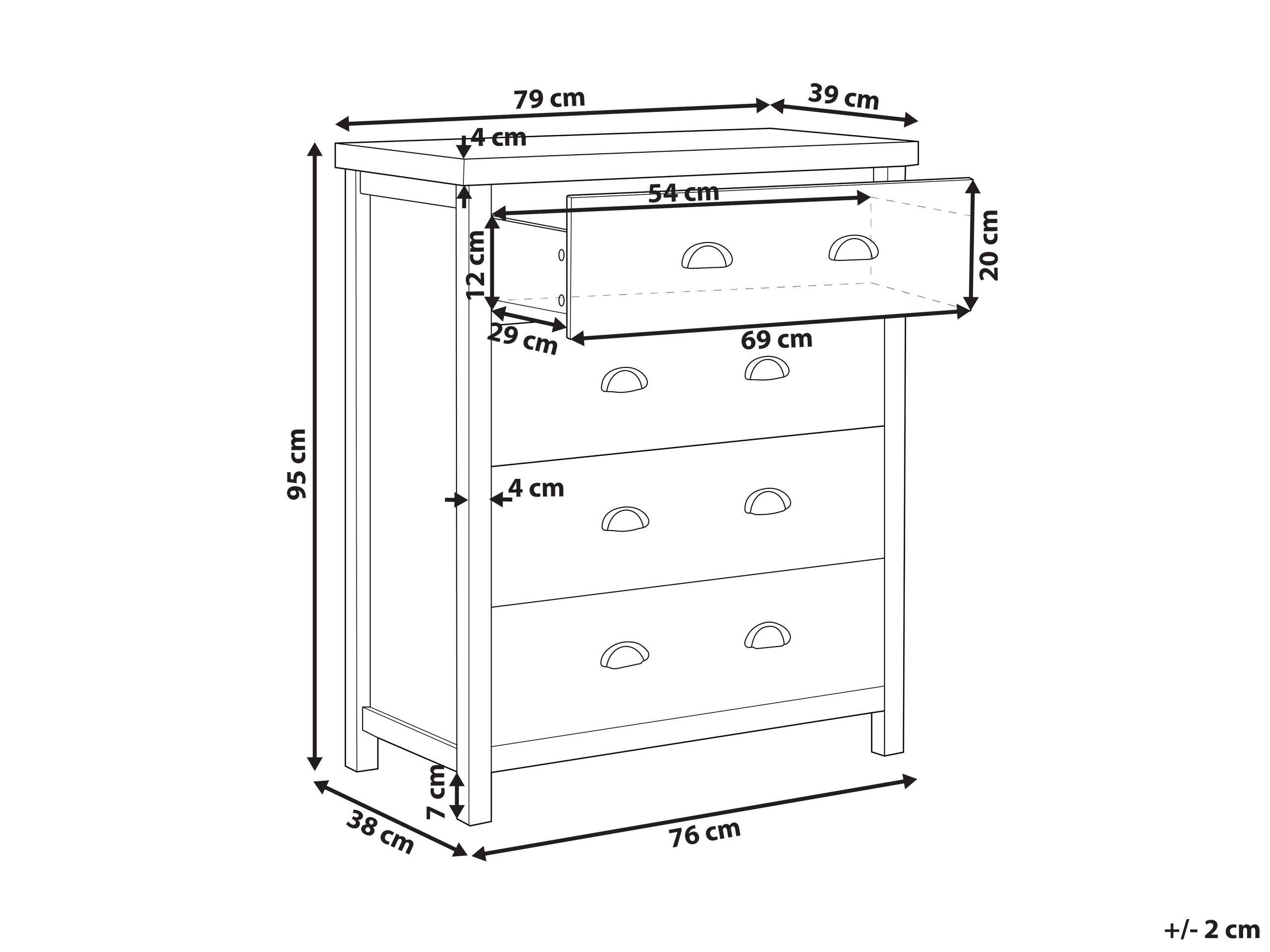 Beliani Commode à 4 tiroirs en Panneau de particules de bois Traditionnel CLIO  