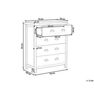 Beliani Commode à 4 tiroirs en Panneau de particules de bois Traditionnel CLIO  