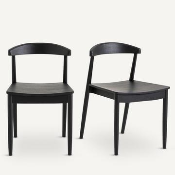 Lot de 2 chaises chêne teinté noir