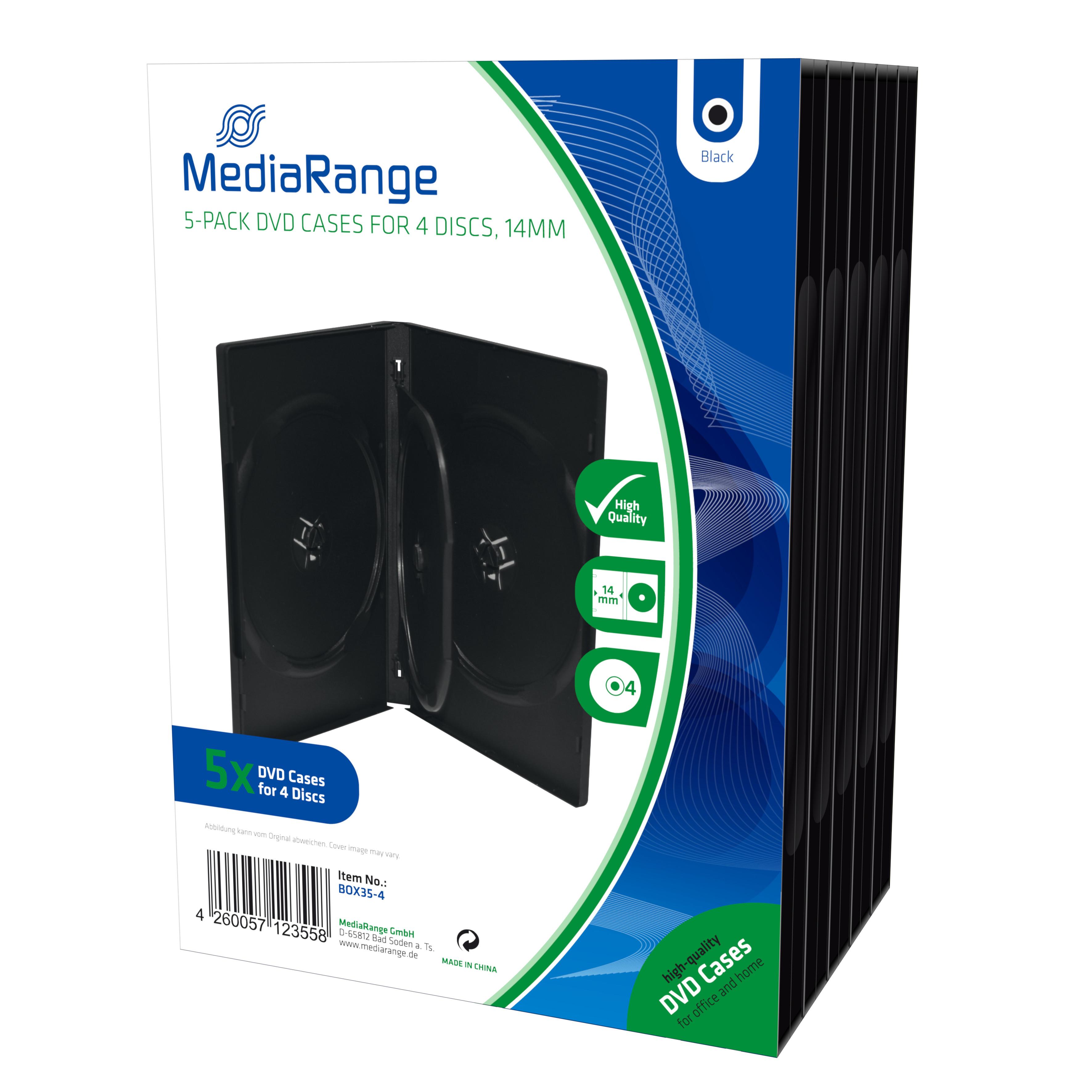 MediaRange  MediaRange BOX35-4 custodia CD/DVD Scatola con DVD 4 dischi Nero 