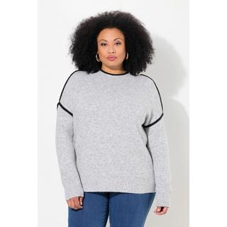 Ulla Popken  Pullover, Zierstreifen, Oversized, Stehkragen, Langarm 