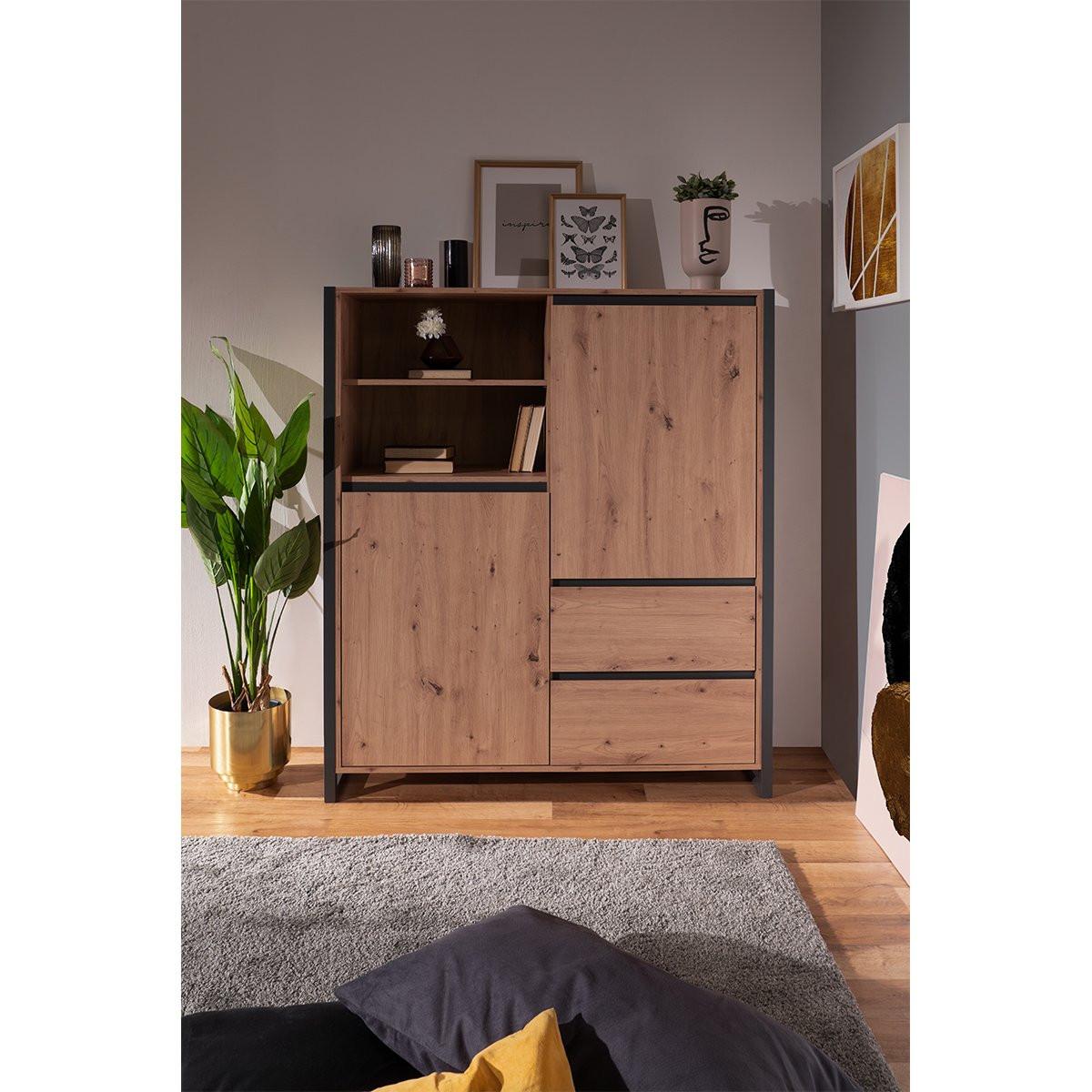 Calicosy Highboard mit 2 Türen und 2 Schubladen L120 cm - Denver  