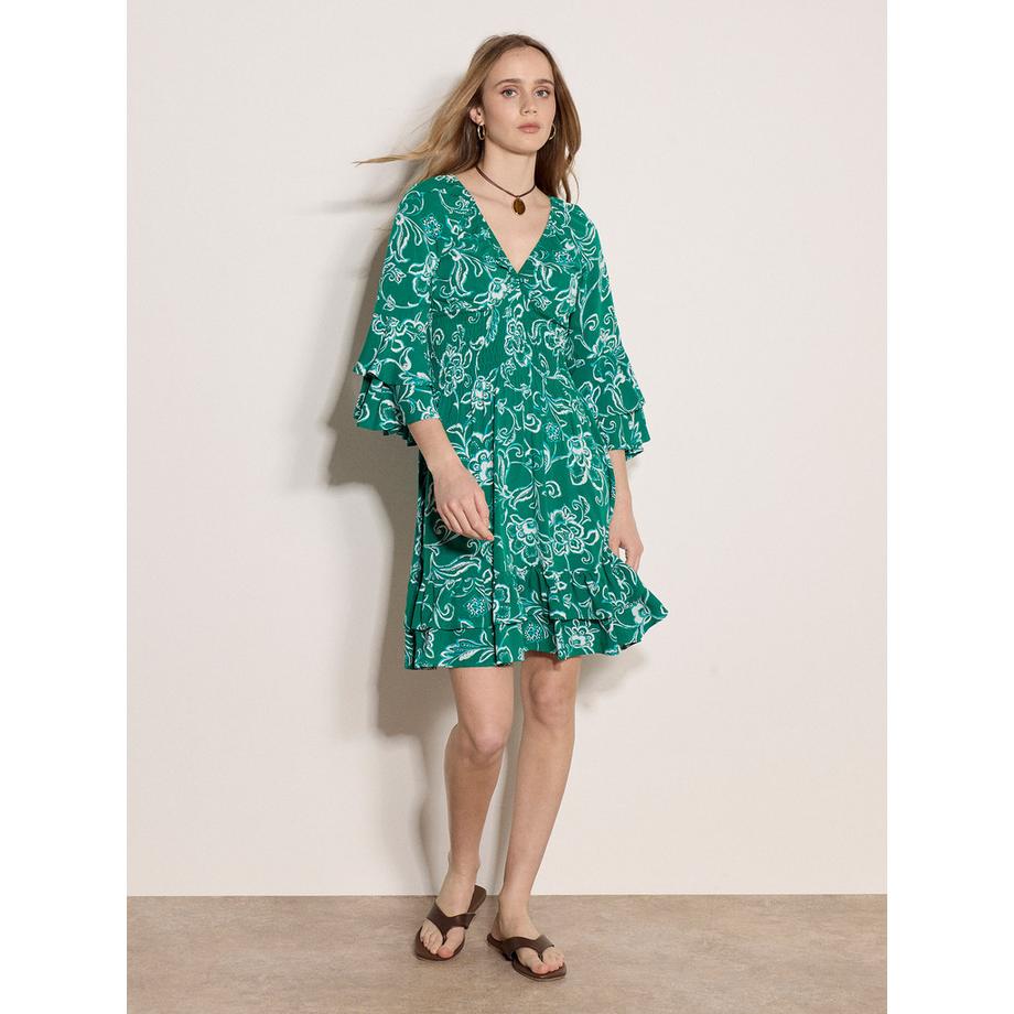 APRICOT Sarasa Mini Robe Fleurie Smockée à Volants  