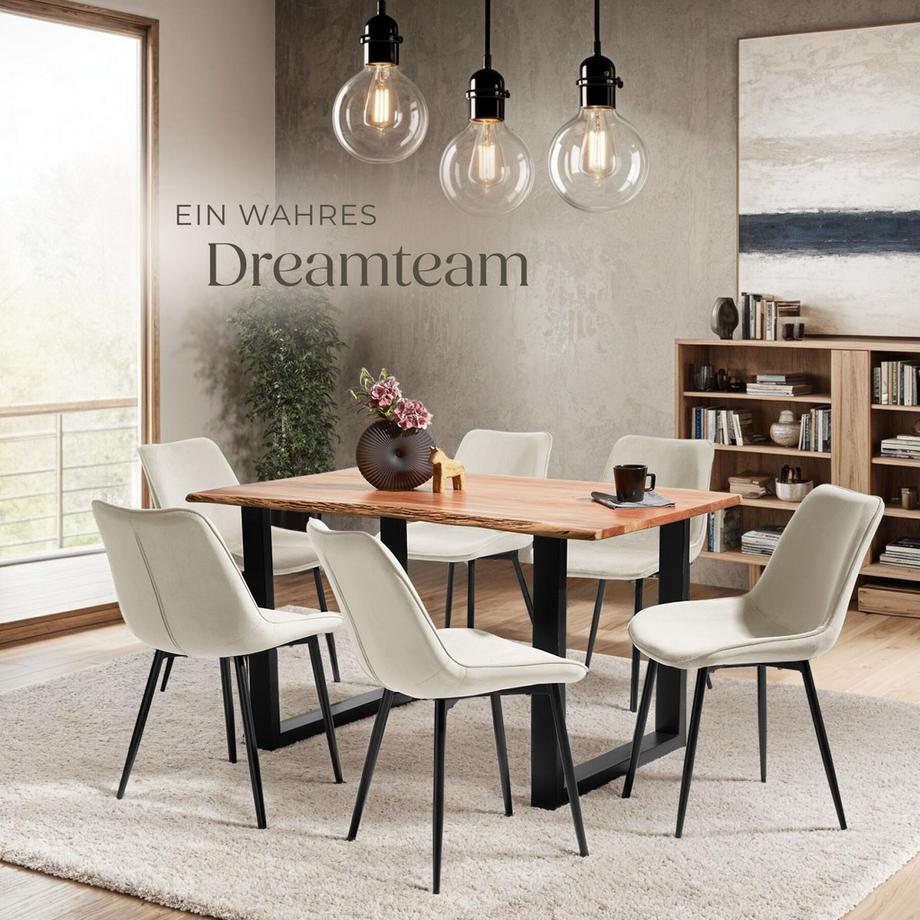 Tectake Set di sedie Monroe  imbottite, effetto velluto  