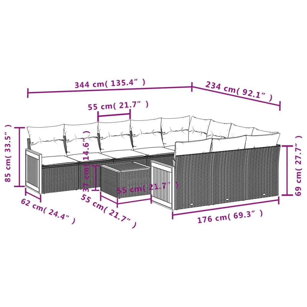 VidaXL set divano da giardino Polirattan  