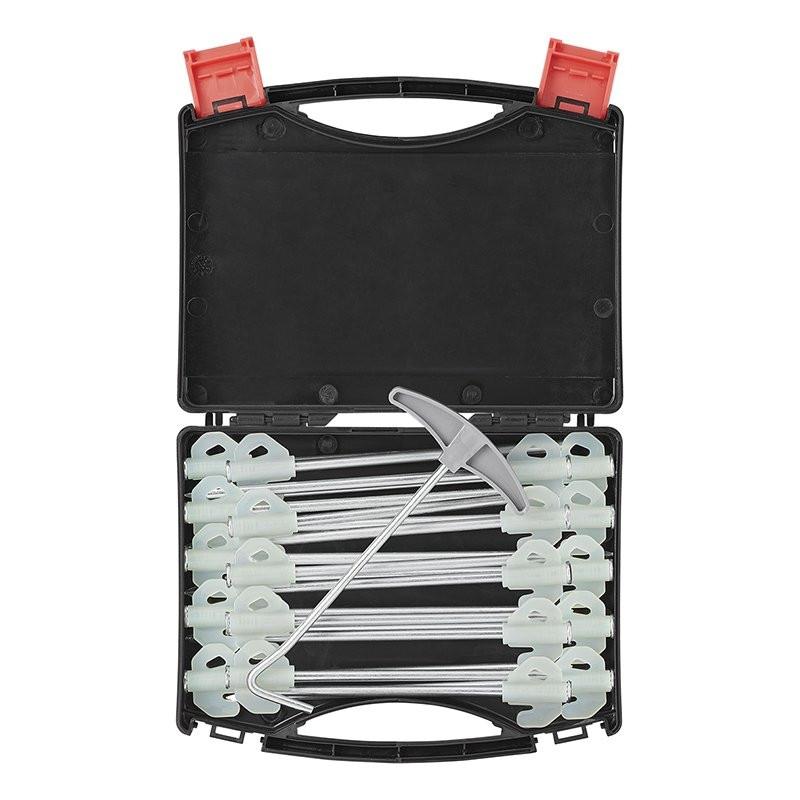 Pricenet  Picchetto da roccia 20 cm in metallo con gancio che si illumina al buio - set da 20 pezzi in valigetta 