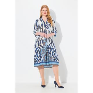 Ulla Popken  Lyocell-Midikleid, A-Linie, Hemdkragen, 3/4-Arm 