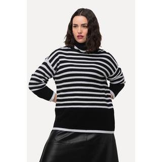 Ulla Popken  Pullover, Streifen, Rippstrick, Rollkragen, Langarm 