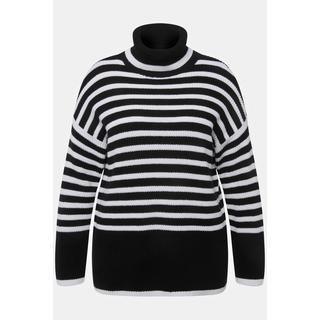 Ulla Popken  Pullover, Streifen, Rippstrick, Rollkragen, Langarm 