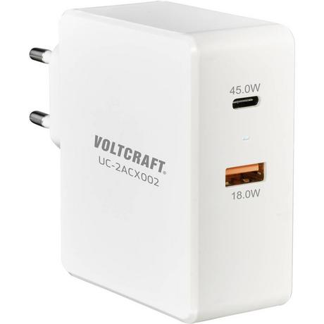 VOLTCRAFT  UC-2ACX002 Caricatore USB 45 W, 63 W Presa di corrente Corrente di uscita max. 3000 mA Num. uscite: 2 