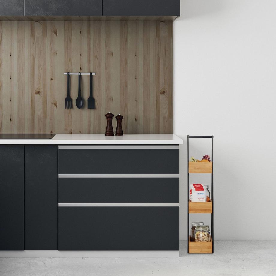 B2X Badezimmerregal aus Bambus mit 3 Ablagen  