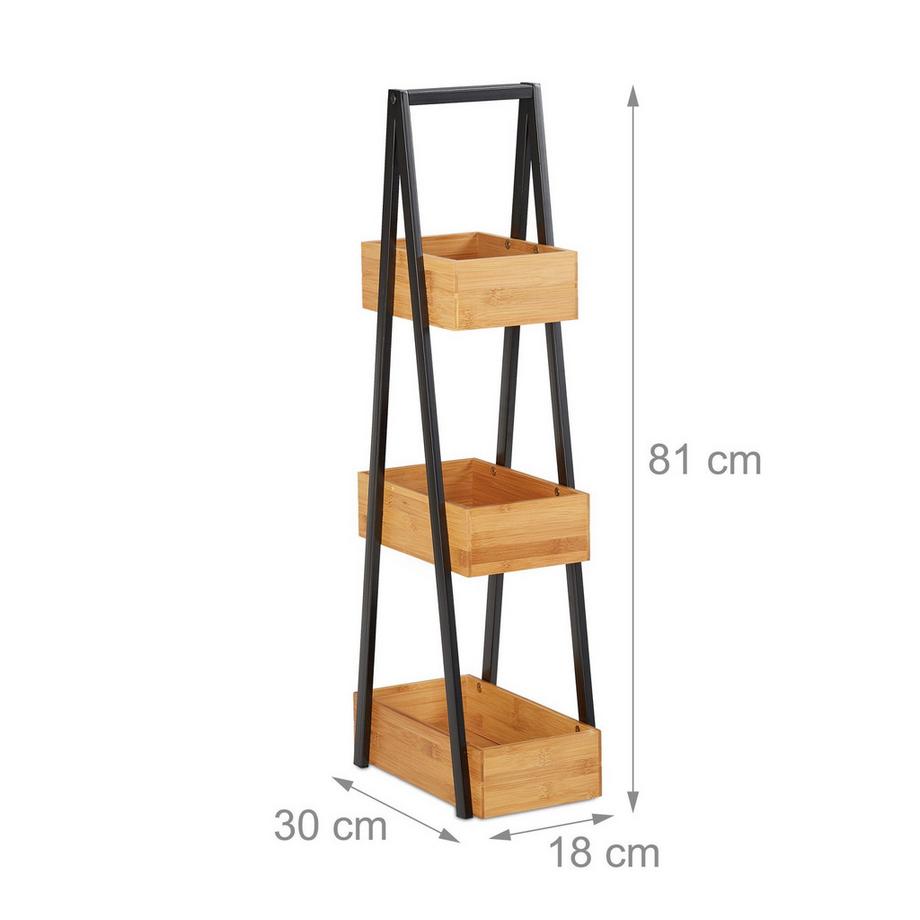B2X Badezimmerregal aus Bambus mit 3 Ablagen  