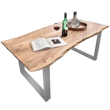 Tavolo da pranzo unico argento naturale 220x100x2,6