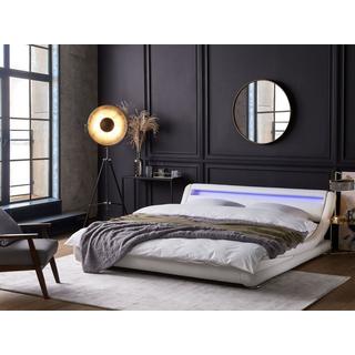 Beliani Letto con LED en Pelle sintetica Glamour AVIGNON  