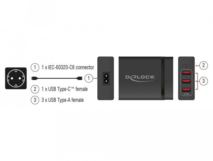 DeLock  USB-Wandladegerät 63974 Universal Schwarz AC Indoor 