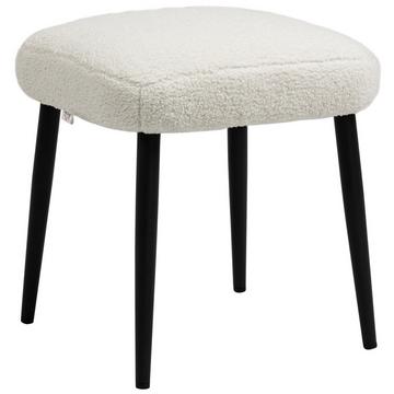 Repose-pieds Tabouret carré/coiffeuse aspect cachemire avec pieds en acier, pour salon/chambre, crème, 42x42x47cm