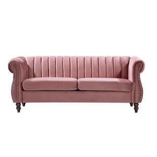 Vente-unique Chesterfield-Sofa - 3-Sitzer - Samt - Altrosa - TRUMBO  