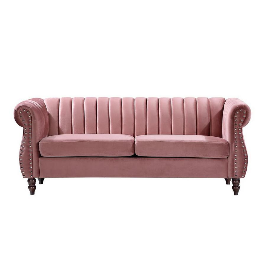 Vente-unique Divano Chesterfield 3 posti in Velluto Rosa antico - TRUMBO  
